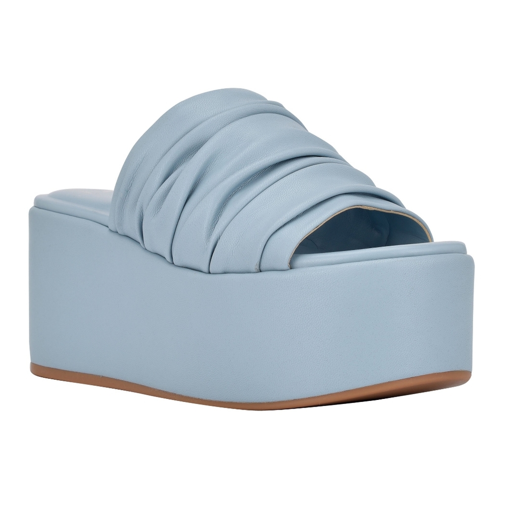 Marc Fisher Herald Platform Wedge Sandal Slide Mule Sky Light Blue Size 8.5
